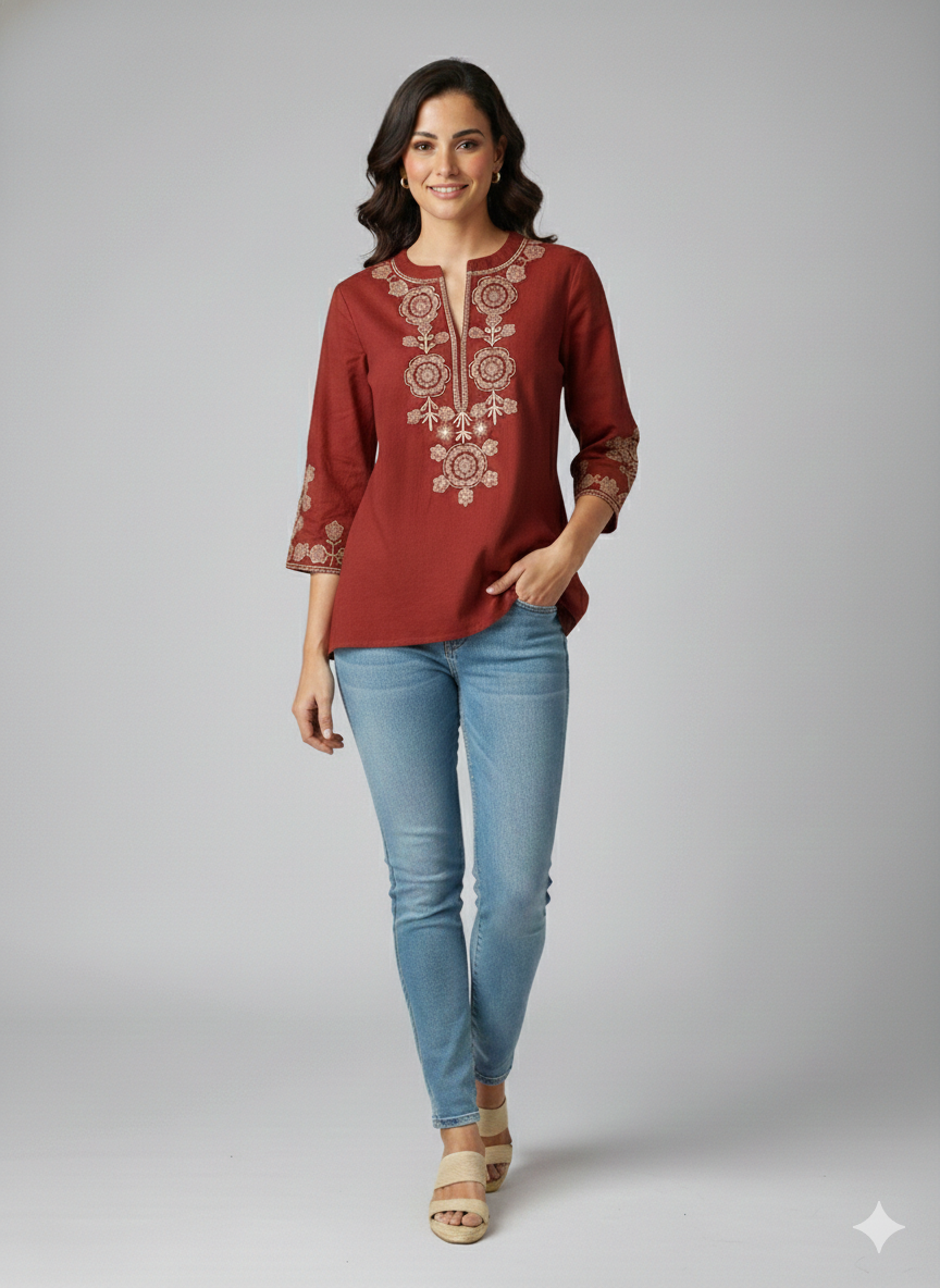 Embroidered Short top